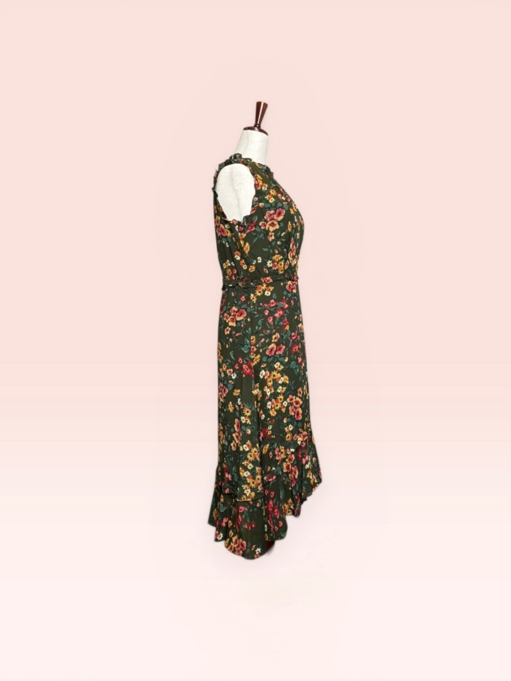 Julia Jordan Midi Dress Olive Multi Floral Size 2 (Video) - Picture 5 of 10